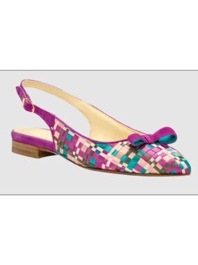 Sarah Flint Natalie Sling Flats Multicolor Woven Pointed Toe, Size 41.5 | 11.5